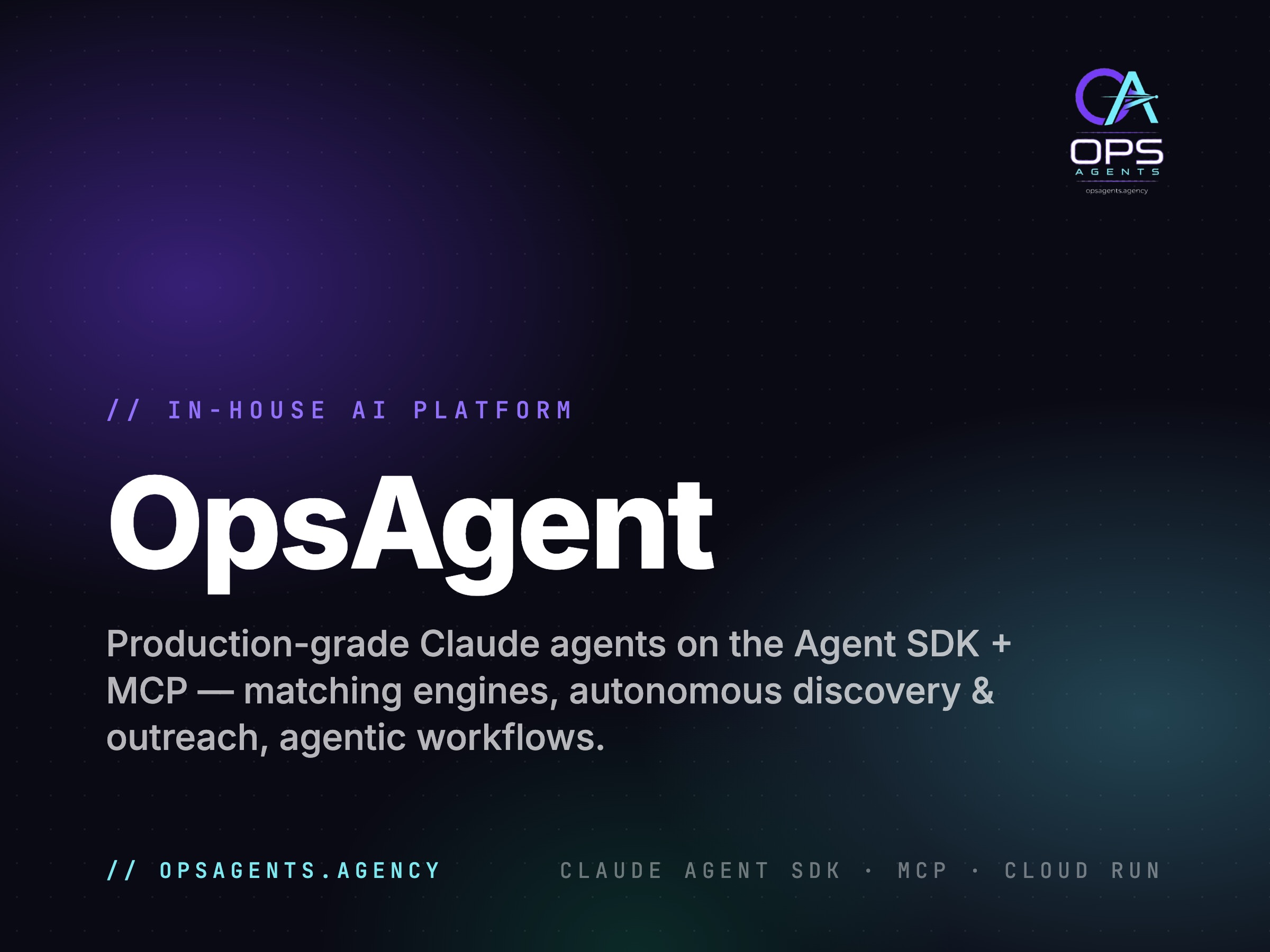 OpsAgent — פלטפורמה לסוכני Claude בייצור
